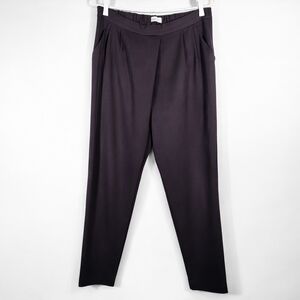 Reitmans Asymmetric Wrap Front Pleated Tapered Black Pants Trousers Professional